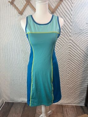Title Nine Teal, Aqua & Neon Trim Athletic Midi Dress